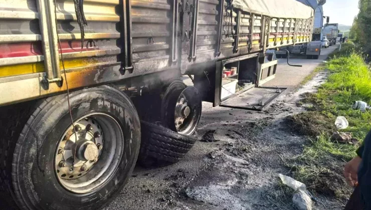 Çorum’da Tır Dorsesinde Yangın, Sürücü Yaralandı