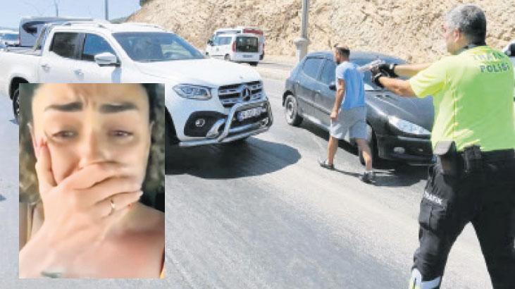 Polisin üzerine aracını sürdü