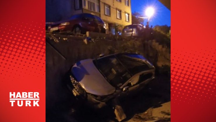 Sancaktepe’de yokuşta kayan cip apartman boşluğuna düştü: 1 yaralı