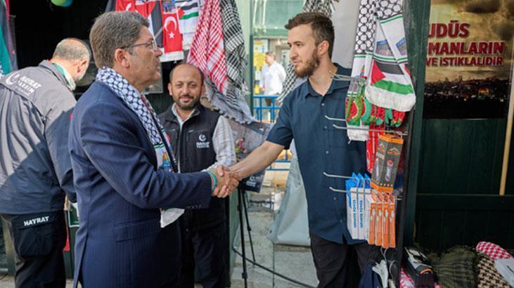 Adalet Bakanı Tunç, İstanbul'da 'Filistin Farkındalık Çadırı'nı ziyaret etti