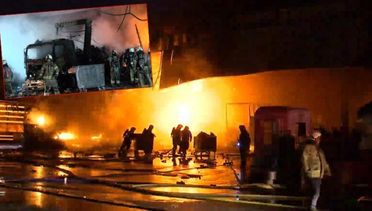 Başakşehir'de depo yangını! Çok sayıda araç kül oldu