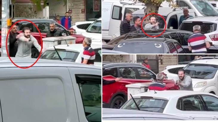 Biri araçtan sopayla indi, diğeri tabancayı çıkardı! Trafik terörü kamerada