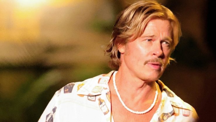 Brad Pitt, rol arkadaşı Lauren Glazier ile yeni filmin setinde