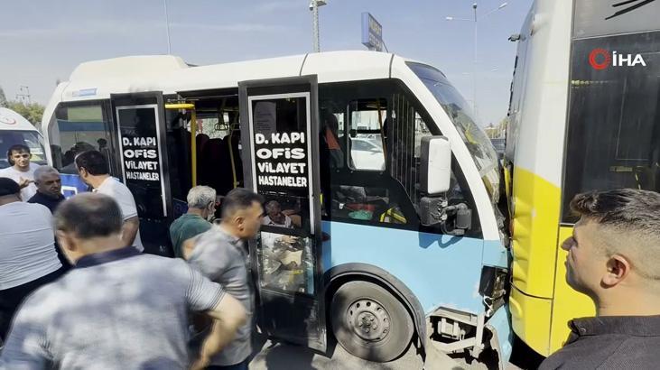 Diyarbakır'da minibüs durakta bekleyen halk otobüsüne arkadan çarptı! 20 yaralı