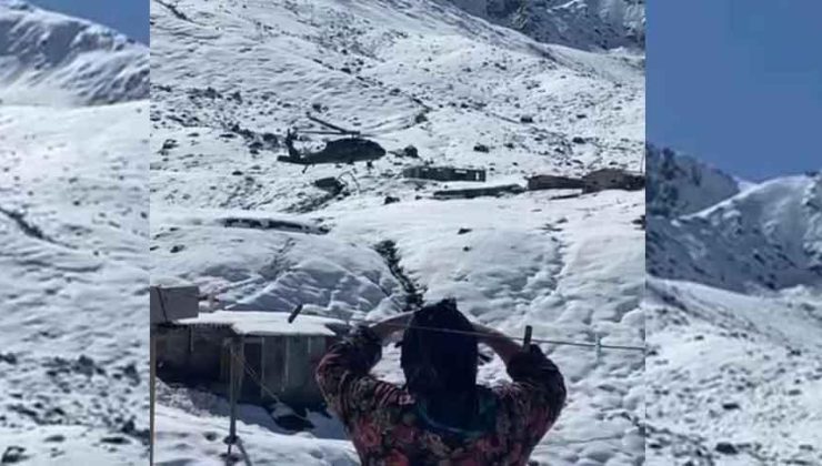 Kar ve sel sonrası helikopterli yardım! Kar kalınlığı 50 santimetreye ulaştı