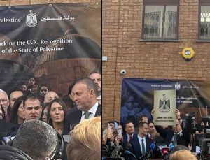 Londra’da bir ilk: Filistin bayrağı göndere çekildi