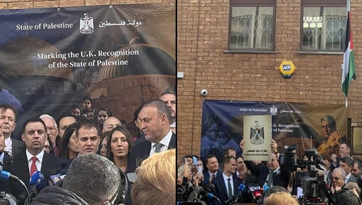 Londra’da bir ilk: Filistin bayrağı göndere çekildi