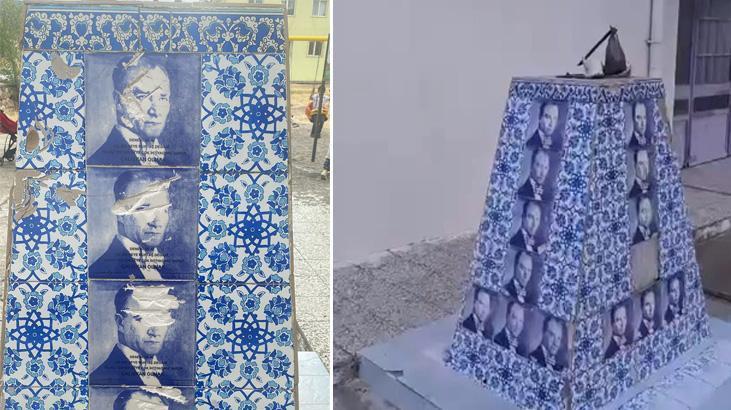 Okul bahçesindeki Atatürk büstüne çirkin saldırı