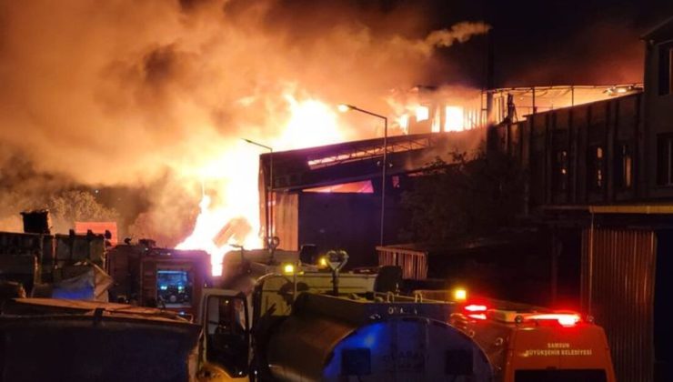 Samsun’da kereste fabrikasında yangın çıktı