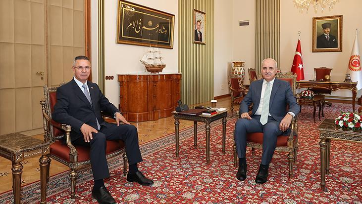 TBMM Başkanı Kurtulmuş, Filistin Büyükelçisi Mustafa'yı kabul etti