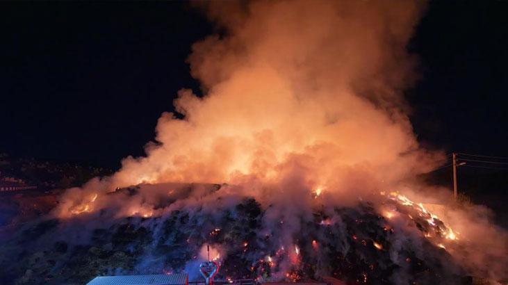 650 ton saman balyası alev alev yandı! Maddi zarar büyük