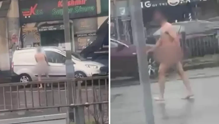 Araçlara saldıran çıplak adam, trafiği felç etti