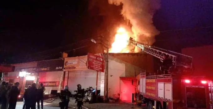 Çorum’da Lastik Tamirhanesinde Yangın