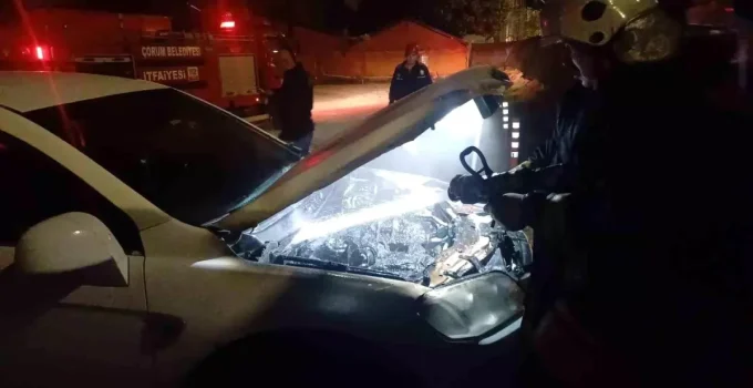 Çorum’da Park Halindeki Cipte Yangın