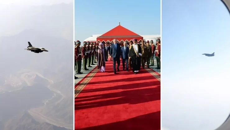Cumhurbaşkanı Erdoğan’a Umman’da görkemli karşılama! F-16’lar peş peşe havalandı