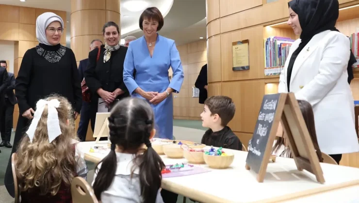 Emine Erdoğan, Almanya Başbakanı eşini Cumhurbaşkanlığı Millet Kütüphanesi’nde ağırladı