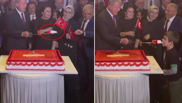 Hulusi Akar’ın küçük çocuğa kılıçla pasta yedirdiği görüntüler ses getirdi