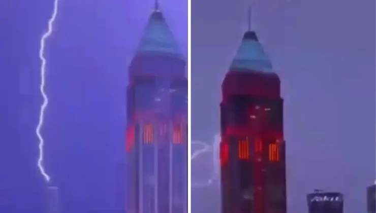 İstanbul Finans Merkezi’nin tepesine yıldırım düştü