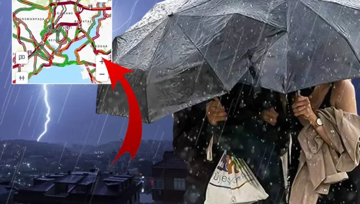 İstanbul’da yağış başladı, trafik felç! Harita kırmızıya döndü