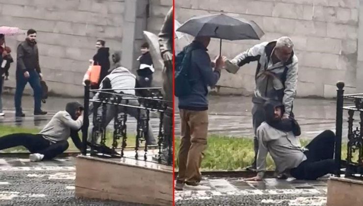 İstanbul'un göbeğinde dehşet! Önce yerde sürükledi; sonra kaldırım taşıyla darbetti
