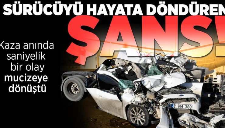 Korkunç kaza! Kağıt gibi olan otomobilden saniyelerle kurtuluş
