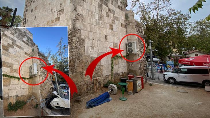 Tarihi burcun duvarlarını klima için deldiler! Cimer'e şikayetle ortaya çıktı