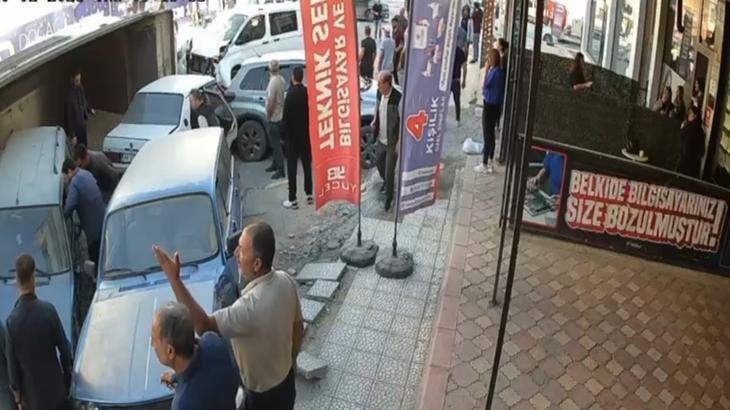 Yer: Malatya! Freni arızalanan kamyon 15 araca çarptı! Görüntüler kamerada
