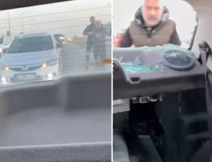 Ankara’da kan donduran anlar: Eline keseri alıp aracı paramparça etti