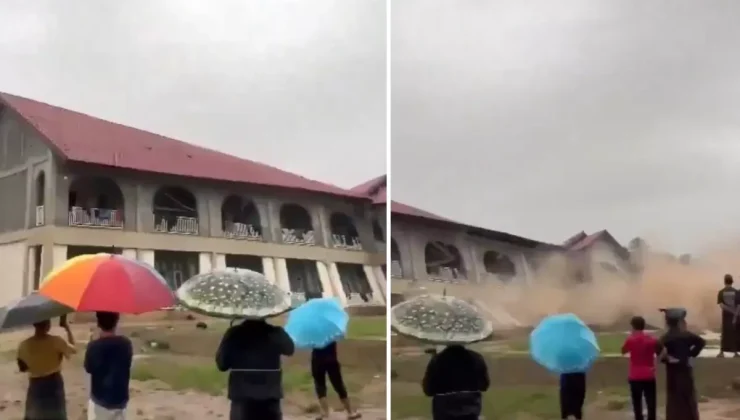 Dehşete düşüren görüntü: Onlarca öğrencinin kaldığı yurt nehre sürüklendi