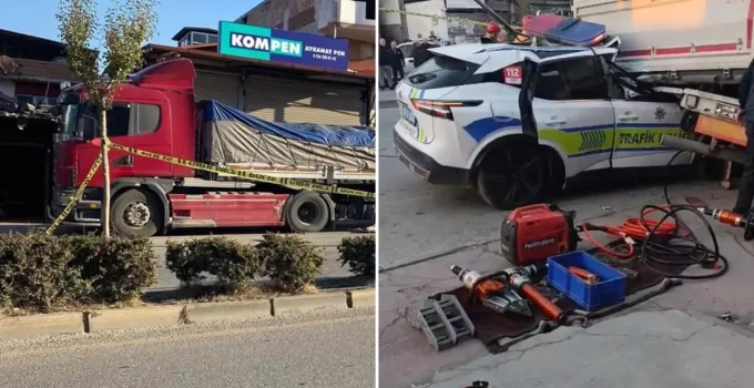 Ekip otosu tıra arkadan çarptı: 1 polis şehit oldu, 1 polis ağır yaralı