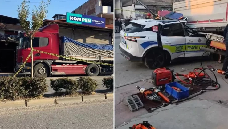Ekip otosu tıra arkadan çarptı: 1 polis şehit oldu, 1 polis ağır yaralı