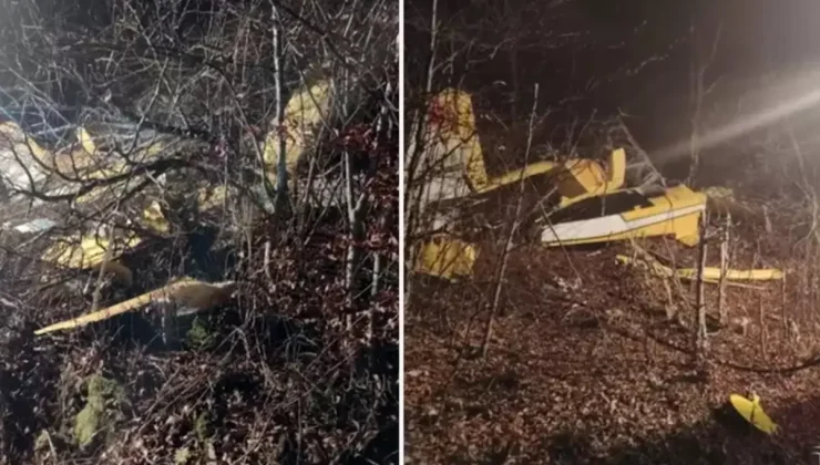 İşte Hırvatistan’da düşen yangın söndürme uçağının enkazından görüntüler