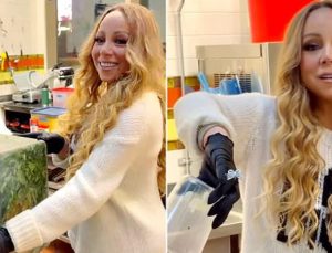 Mariah Carey 42 bin dolarlık yüzüğünü plastik eldivenin üstüne taktı