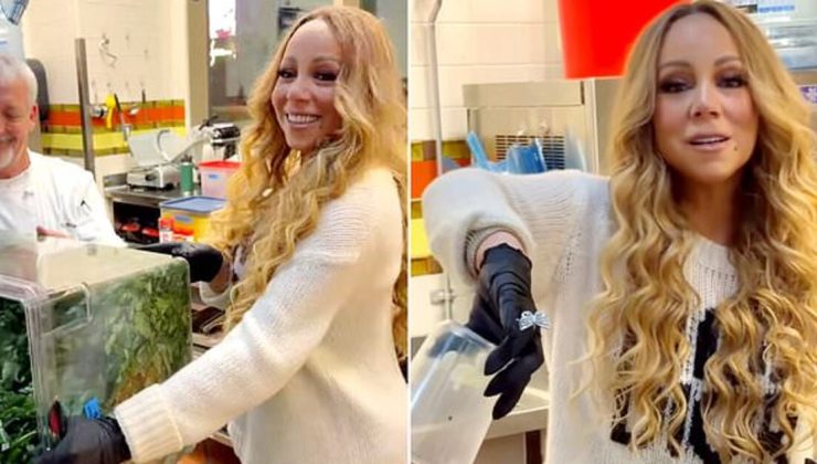 Mariah Carey 42 bin dolarlık yüzüğünü plastik eldivenin üstüne taktı