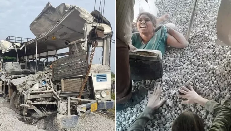 Otobüs ve çakıl yüklü kamyon çarpıştı: 20 ölü! Bazı yolcular çakıla gömüldü