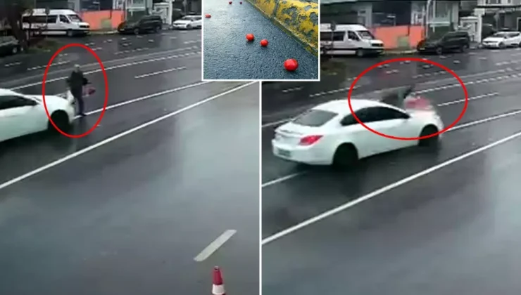Otomobilin çarptığı yaşlı adam havada takla atıp 24 metre savruldu