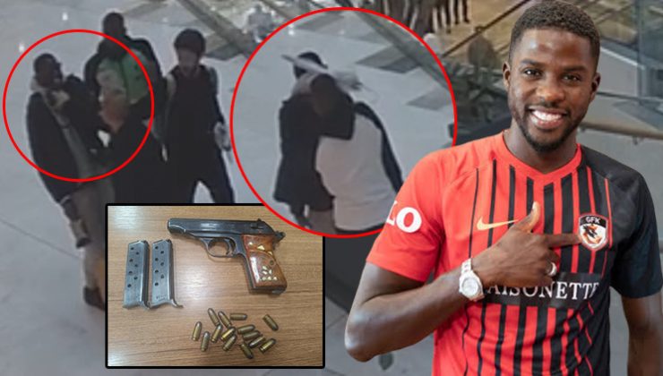 Şoke eden olayın görüntüleri ortaya çıktı! AVM’de Papy Djilobodji’ye silah çekip şemsiye fırlattı