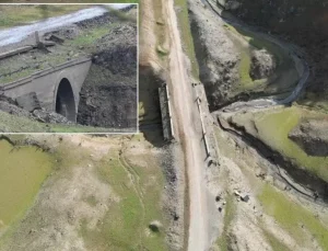 Sular çekildi, tarihi kalıntılar gün yüzüne çıktı