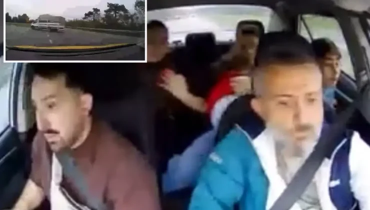 Taksi şoförünün manevra yapıp kazayı önlediği anlar araç içi kamerasına yansıdı