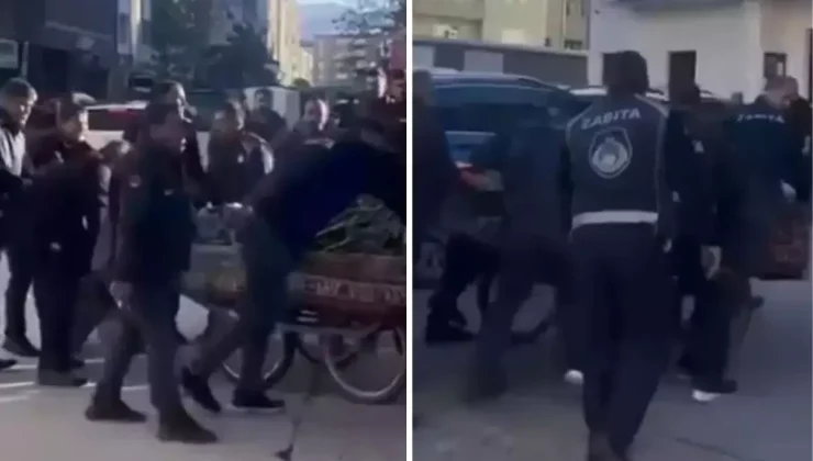 Zabıtalar, seyyar satıcının arabasını almak isteyince olanlar oldu