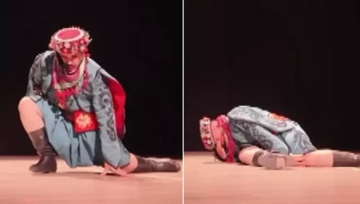Zeybek oynayan dansçı bir anda yere yığıldı
