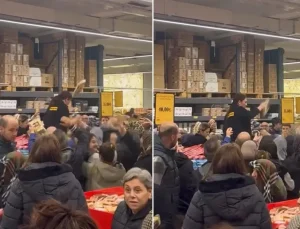 Zincir market indirim yaptı, vatandaşlar birbirini ezdi