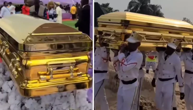 104 yaşındaki annesini altın tabutta defnetti