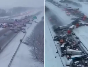 ABD’nin Indiana eyaletini kilitleyen kaza! 50 araç birbirine girdi