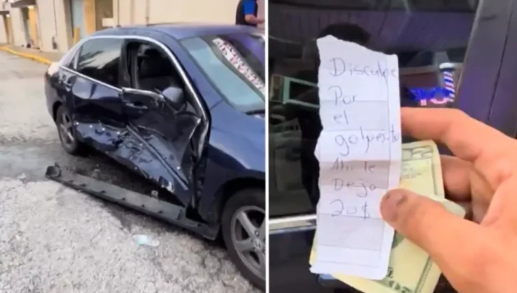 Arabayı hurdaya çevirip, 20 dolar bırakan adamın videosu viral oldu