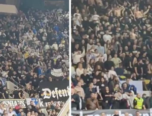 Bosnalı taraftarlardan Sırbistan Cumhurbaşkanı’na pankartlı tepki