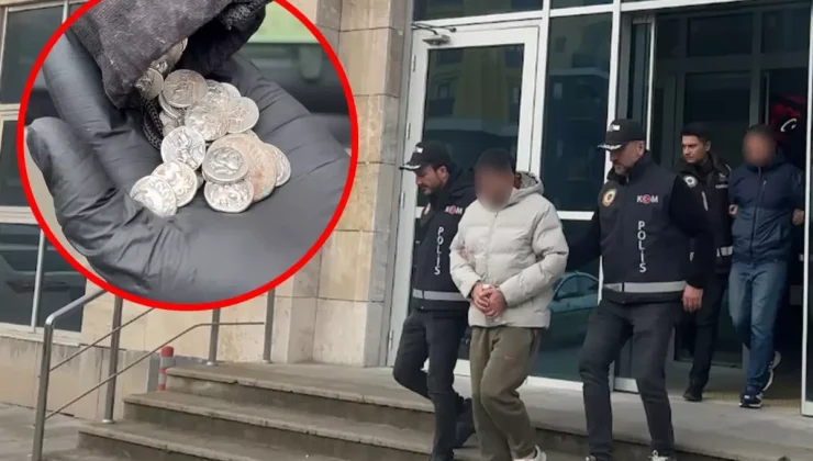 Büyük İskender portreli sikkelerle kaçarken sınırda yakalandılar