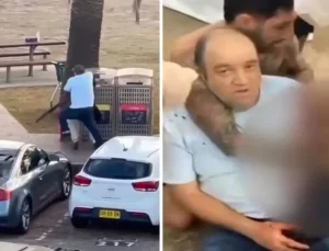 Dünya bu görüntüleri konuşuyor! Saldırgan, bir manav tarafından etkisiz hale getirilmiş