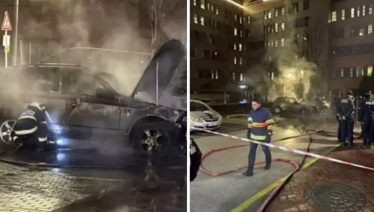 Hastane otoparkında korkutan yangın