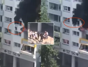 İki kardeş, 9 metre yükseklikten atlayarak yangından kurtuldu